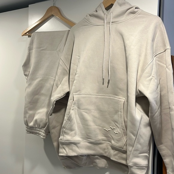 Lazypants Pants - Oversized Cream Track Joggers with Matching Hoodie